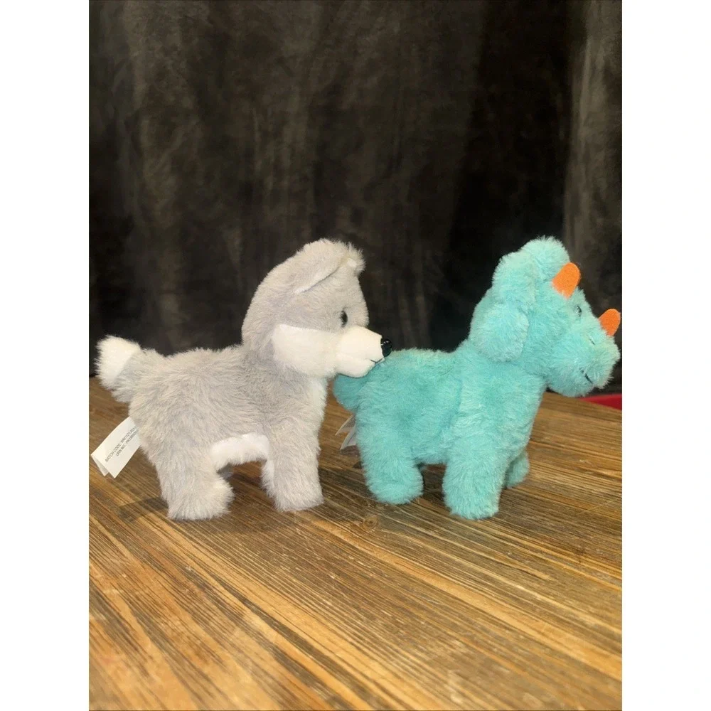 Lot Of 2 Husky Puppy Dog Wolf Plush Mini Pet Animal Kid Connection Walking Sound